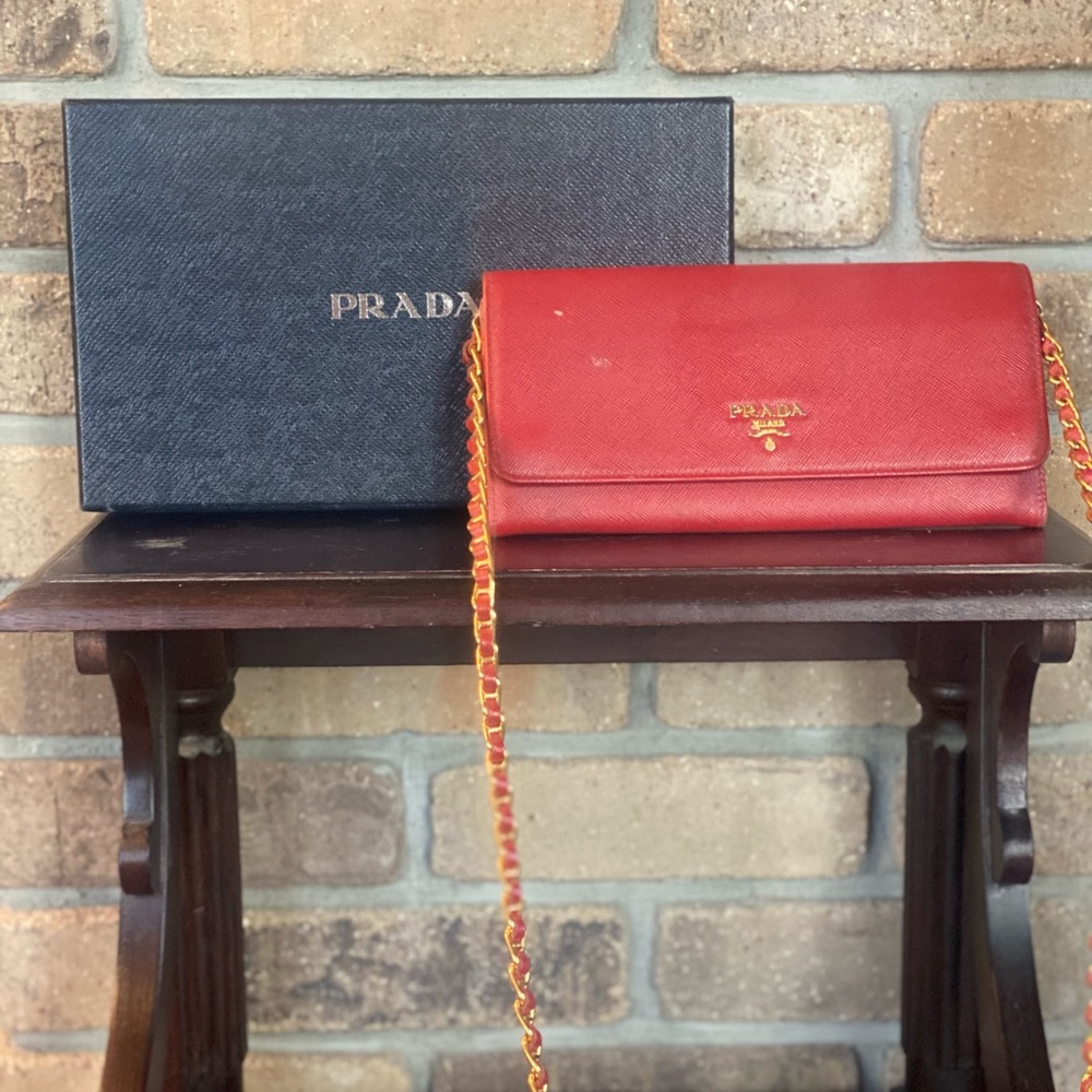 Prada Clutch with Shoulder Chain. Used Twice.